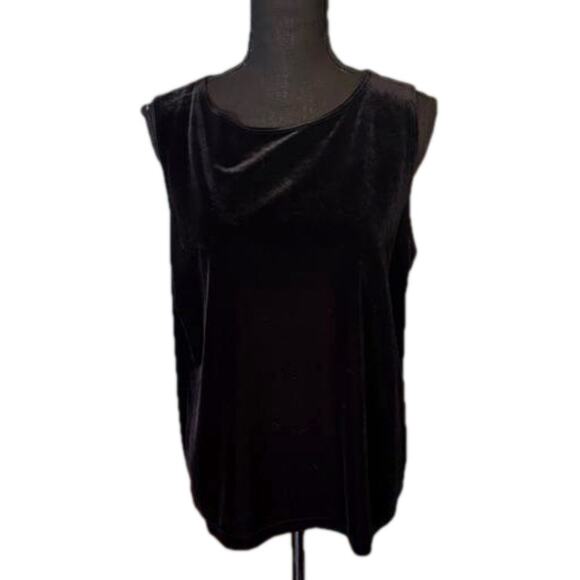 Chicos Travelers Black Velvet Sleeveless Blouse - Picture 1 of 7